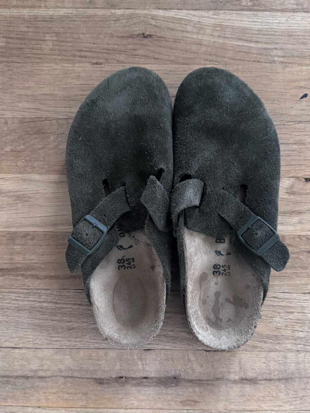 Birkenstock Suede Clog Mule in Olive Green